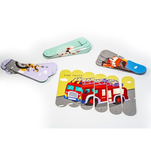 Image of THE BOOK TREE Transport Stick Puzzle | 24pcs Double-Sided Cardboard Puzzles | 8 Fun Vehicle-Themed Puzzles for Learning & Play | Boosts Creativity & Focus | Ideal for Ages 3+
