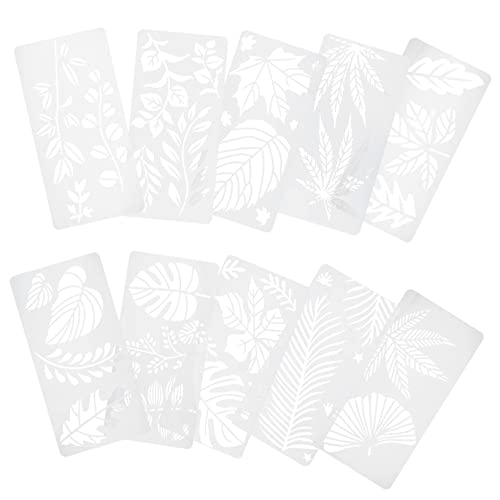 LckCryspho 10枚 植物ステンシル キッズクラフト ペイント用 白色 コンパクト