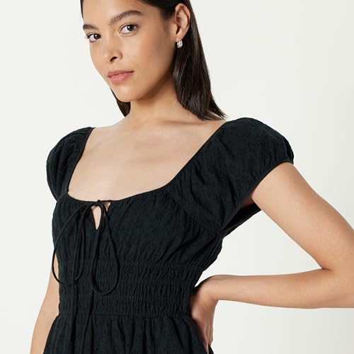 Image of The Drop Womens Melody Cap Sleeve Tie Front Cotton Dress