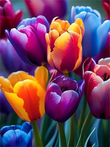 Peinture Diamant Kit Complet Anti-Stress | Broderie Diamant Tulipes Grand Format DIY