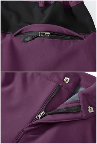 donhobo Hose Damen Outdoor Wanderhose Wasserdicht Softshellhose Fleecefutter Warm Atmungsaktiv Berghose Funktionshose Trekkinghose Lila L