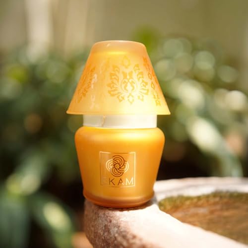 Image of EKAM Scented Frost Glass Lampshade Candle | Vanilla Scented Candle | Luxury Fragrances| Ideal for Home Decor, Aromatherapy & Gifting | 22 Hours Burn time |114 g