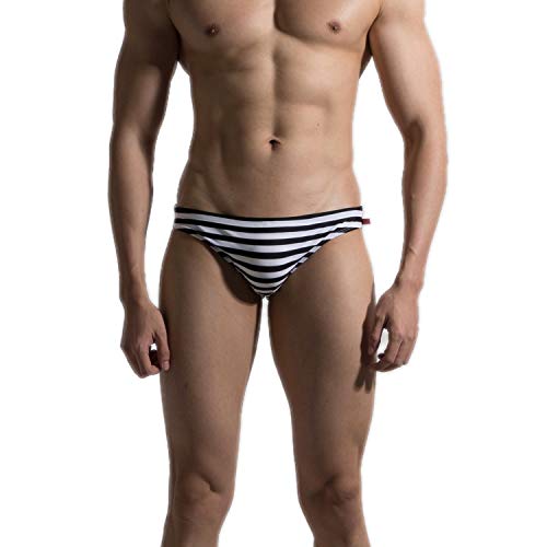 DESMIIT Mens Swimwear Solid Sexy Swimsuit Briefs Summer Bikini Swimming Trunks (XL Waist (32''-34''))