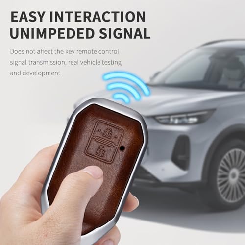 Image of Bicolor Metal Key Cover Compatible for Suzuki Baleno, Grand Vitara, XL6, Swift, Brezza, Celerio, Ignis, Ertiga, Hyryder 2 Button Key Protective Shell (Brown)