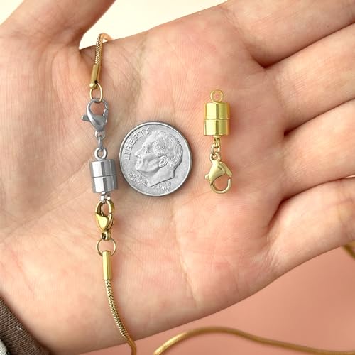 Qulltk Magnetic Necklace Clasp With Lobster Clasp 18K Gold And Silver Magnetic Jewelry Clasps For Necklaces Extender Bracelet Clasps And Closures thumb #4