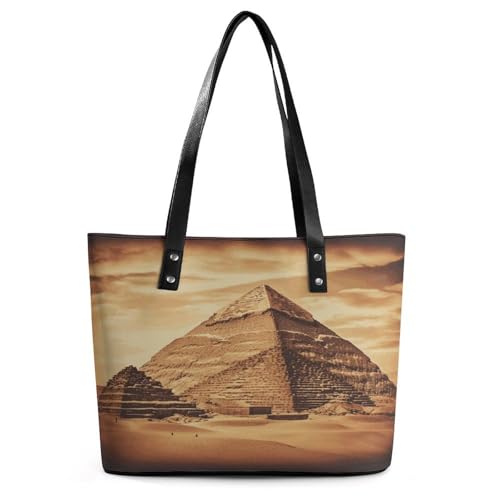Sac à main vintage en cuir égyptien : l'élégance rétro d'un grand sac à poignée