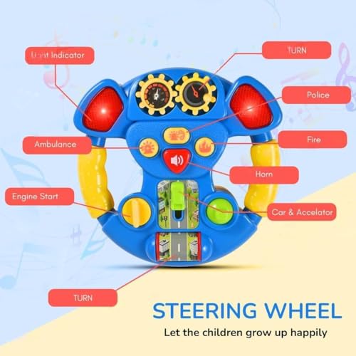 Image of Premium Kids Steering Driving Wheel Funny Interactive Driving Wheel with Music (Multi-Colour) (Y-1)