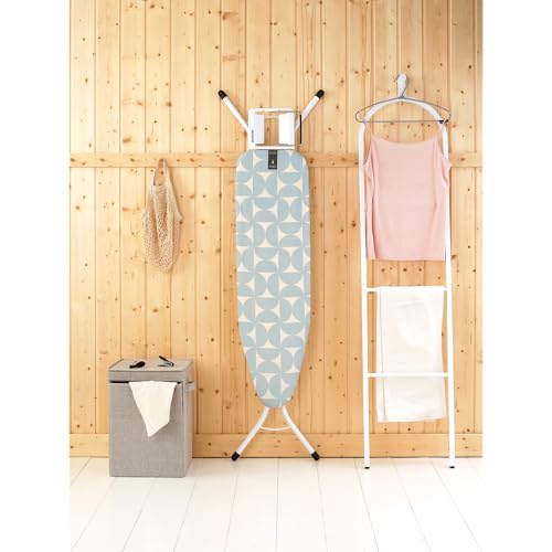 Image of Brabantia Compact Ironing Board with Left /Right Adjustable Steam Iron Rest | Small (Size A) | Fairtrade Fresh Breeze Cover | Adjustable Height (27-38 inch), Easy Fold, Anti-Collapse Lock, Non-Slip Feet