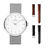 Bundle enthält einen braunen italienischen Lederband, mit einem zusätzlichen Roségold Mesh und graue Lederband