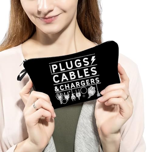 PLUGS CABLES & CHARGERS Makeup Bag Cute Small Organizer Zipper Pouch Cable Storage Cosmetic Bag Birthday Present for Women Friends3