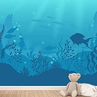 Wall Mural Under The Sea Fish Removable Self-Adhesive Wallpaper Wall Decoration for Bedroom Living Room - 66x96 inches