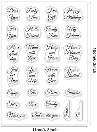 GLOBLELAND Words Clear Stamps Silicone Stamp Seal Handwriting Transparent Silicone Stamps for Gift Tags Label Card Making Journaling and Scrapbooking Decoration