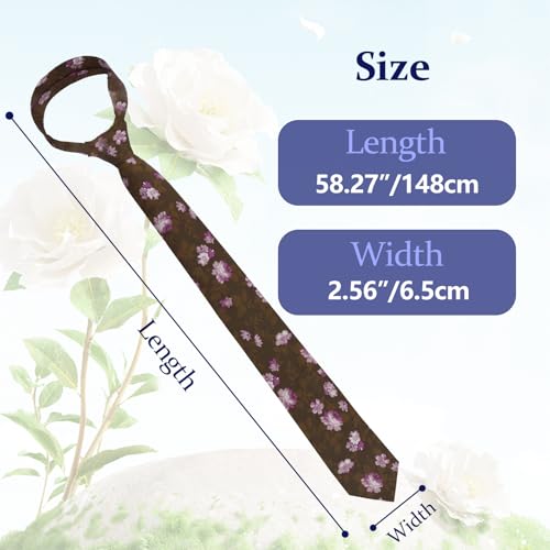 Image of Floral Ties Skinny Tie for Men, Cotton Mens Neckties for Weddings | 2.56'', floral, slim, soft and comfortable, men's neckties for casual, business, party, daily, dating