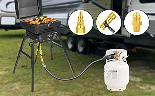 MCAMPAS Propan-Tank-Regler-Adapter – Für Camping-Grill, Konvertiert Auf 6,35 Mm Schnellverbindung