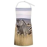 FekiLoot Zebras on South Africa Kochschürze für Männer und Frauen, wasser- und ölbeständige Schürzen, verstellbare Latzschürze mit Taschen, lustige Kochschürzen für Küche, Backen, Grillen, Backen