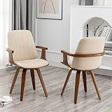 WUPOTO Dining Chairs Set of 2, Mid Century Modern Dining Room Chairs, Upholstered Faux Leather Kitch