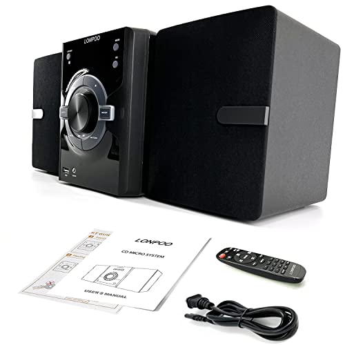Lp-885 Compact Bluetooth Cd Stereo Shelf System, Fm Radio Stereo System 30W Speakers For Home With Cd Player, Headphone Jack, Usb Input, Aux-Input, Micro Music Sound System #TOP6