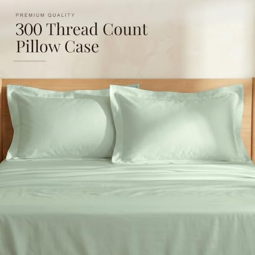 Image of Huesland Premium 100% Cotton Luxe Soft Touch 300 Thead Count Pillow Cover Set of 2 - Misty Jade