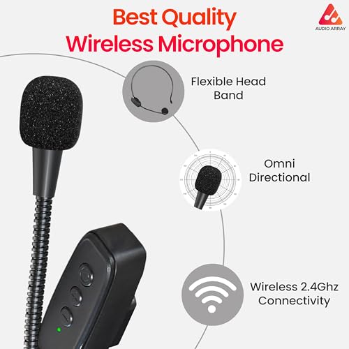 Image of Audio Array Wireless Voice Amplifier 2026 Edition | Bluetooth 5.3 |10W Speaker With Wireless Mic | For Teachers, Tour Guides |10 Hrs Battery Life |1 Click Monitoring | TWS Connectivity AM-W47 Wireless