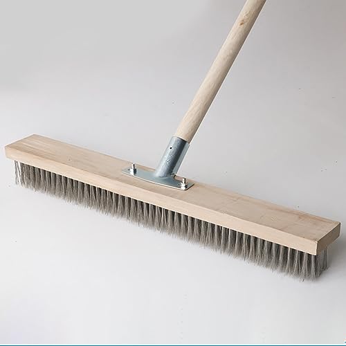 Image of 16 inch Heavy-Duty Rough Surface Floor Brush,Stainless Steel Wire Large Deck Scrub Brush 16 inch x 2.7 inch Removes Snow, Dirt & Grime on Drivways, Steps, Patios, Decks, Tile, Cement Without Stick (16 inch)