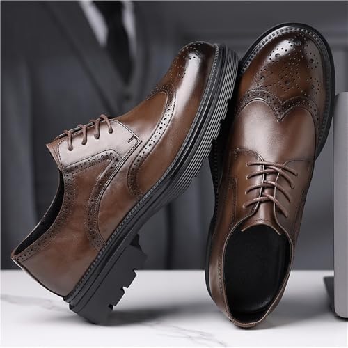 Men's Leather Lace Up Classic Work Office Business Dress Shoes Heightening Soft Bottom Casual Shoes Comfortable Oxfords for Tuxedo3