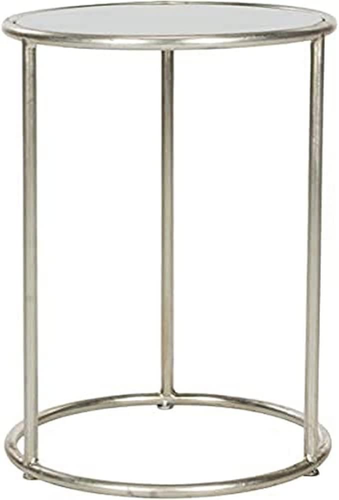 SafaviehAccent Table, Metal, Silver/Smoke Glass, 38 x 38 x 50.03 cm