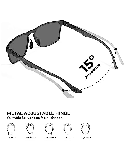 Mens Carbon Fiber Polarized Sunglasses Lightweight Rectangular Frame UV Protection Shady Sun Glasses for Driving4