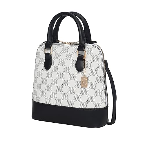 MKF Collection Shoulder Bag for Women, Circular Print Vegan Leather Top Handle Handbag Crossbody Purse by Mia K