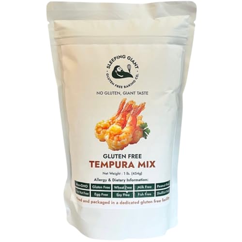 Sleeping Giant Gluten Free Tempura Mix – Celiac Safe, Light &amp; Crispy, Just Add Water, Tempura Batter Mix, Made in USA, 1 lb