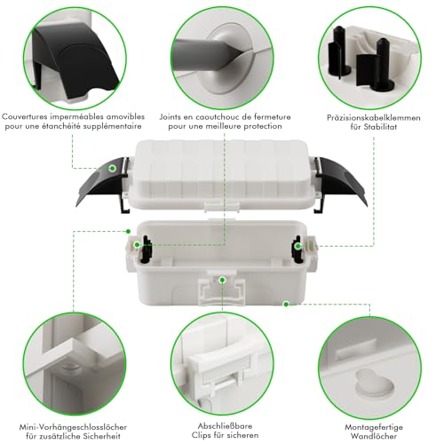 Boîte à câbles étanche IP55 RESTMO blanche lot de 2 pour rallonge de jardin - 5
