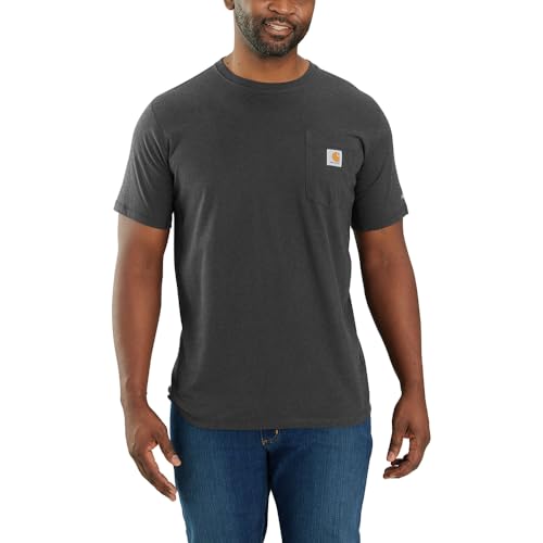 Carhartt Force Herren-T-Shirt, lockere Passform, mittelschwer, kurzärmelig, mit Tasche, Anthrazit meliert, Größe XL – Ansicht 1
