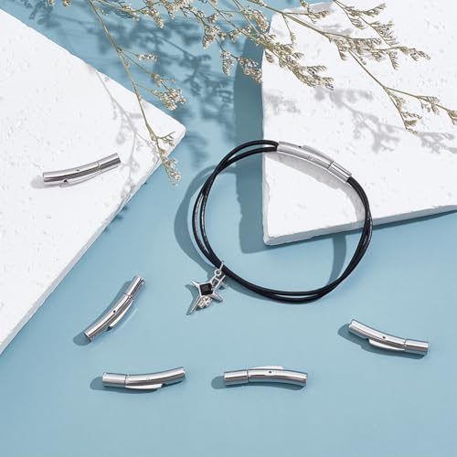UNICRAFTALE 6 Sets Column Bayonet Clasps 304 Stainless Steel Bayonet Clasps 3mm Hole Leather Cord End Connectors for Bracelets Necklaces Buckle Jewelry Making, Stainless Steel Color by UNICRAFTALE - Image 4