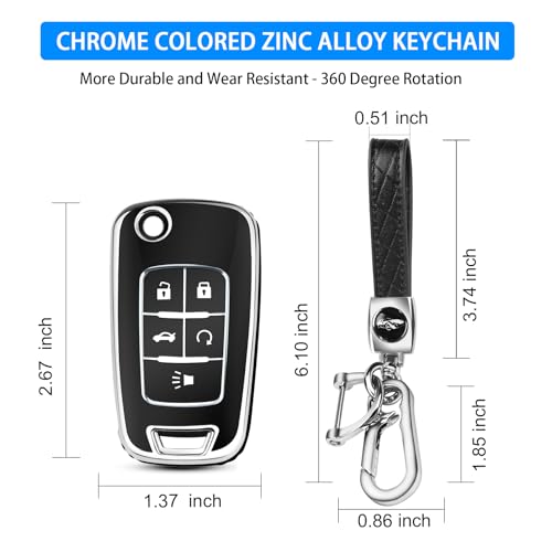 Image of QBUC for Chevy Key Fob Cover with Keychain Fit for Chevrolet Equinox Buick Camaro Cruze Malibu Impala Sonic Full Protection (Silver /Black)