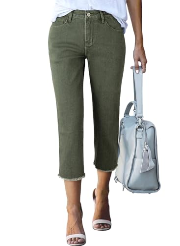 Image of Sidefeel Women's High Waisted Straight Leg Jeans Capri Denim Pants