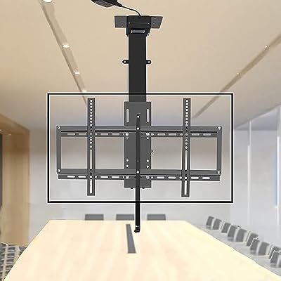 UIYTJRT Motorized TV Mount - Adjustable Ceiling TV Mount Bracket - Electric TV Wall Mount, Fits Most 26-70 Inch TVs, with Remote and Switch Control Design, Podium Universal TV Floor Stand,