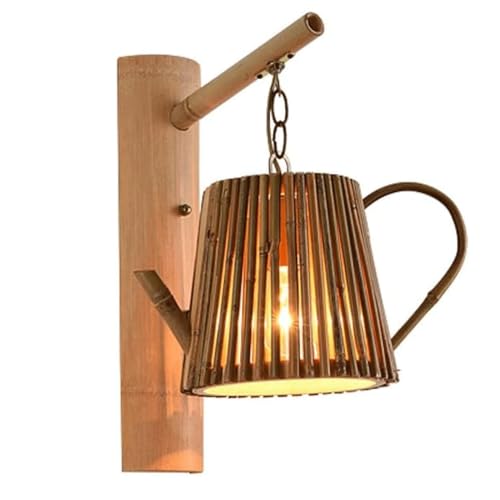 Apliques de pared del sudeste asiático, iluminación de pared retro de bambú, iluminación de pared nostálgica para salón, escaleras, restaurante, baño, pasillo, pasillo (A)