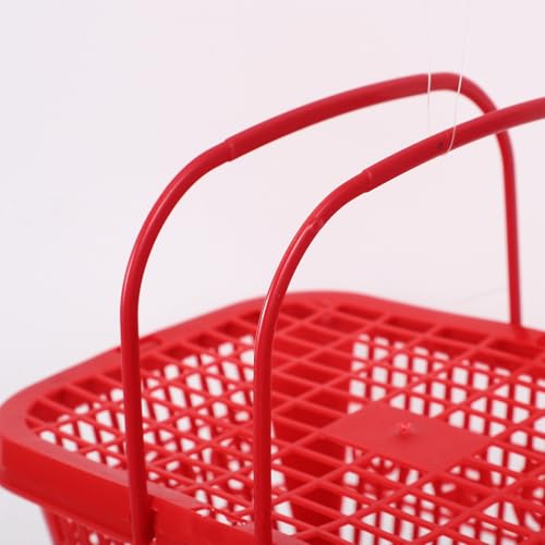 Cesta drenaje de plástico rojo pequeña con asa para recolección y manualidades caseras 4