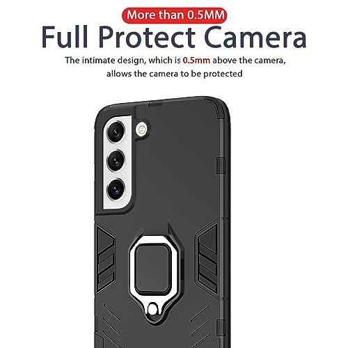 Image of Pikkme Back Cover for Samsung Galaxy S21 Fe 5G | 360 Protection | Ring Holder | Kickstand | Tough Armor Case (Black)