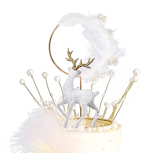 Doyomtoy Décoration de Gâteau de Renne - Couronne et Ailes d'Ange en Cristal pour Noël et Fêtes