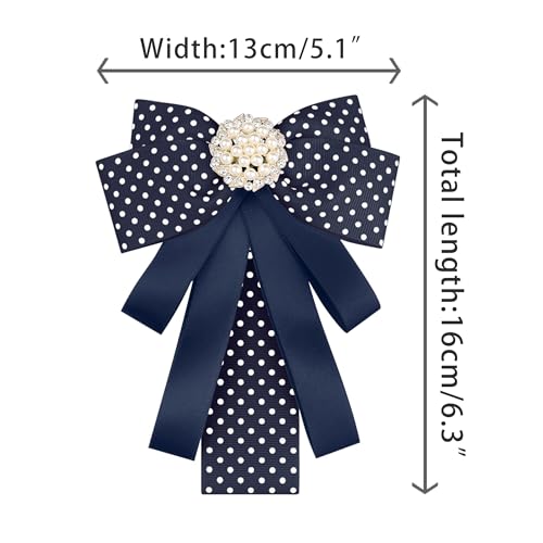 Image of Ribbon Polka Dots Bow Ties Cute Bowties for Women, Clip Fashion Collar Decoration