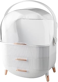 メイクボックス 大容量 可愛い コスメボックス 持ち運び かわいい おしゃれ 女の子 化粧品収納ボックス おしゃれ コンパクト コスメ収納 引き出し 白 メイク収納 大容量 引き出し コスメ 収納 棚 強い耐久性 3段式 整理簡単 蓋付き ケースカバー立ち可能 小物入れ 多機能化粧品ケース 防水防塵 浴室 洗面所収納 ホワイト