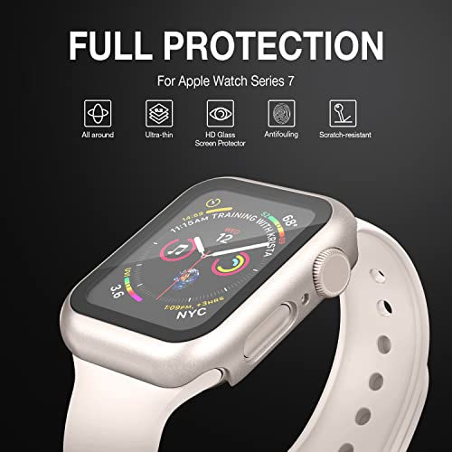 Image of Case Compatible with Apple Watch 38MM Series 3 /2 /1 / with Built-in Tempered Glass Screen Protector, All-Around Ultra-Thin Bumper Full Cover Hard PC Protective Case for iWatch
