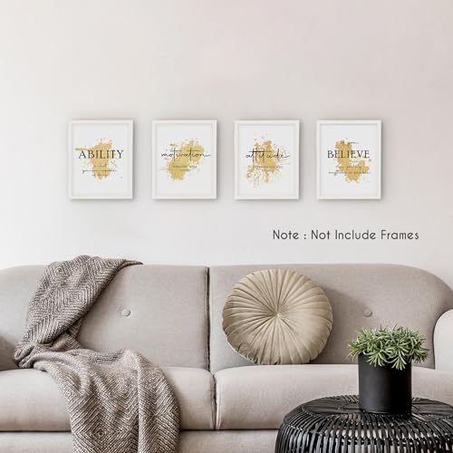 Hrqko Office Gold Inspirational Wall Art Poster Prints Set Of 4 thumb #1