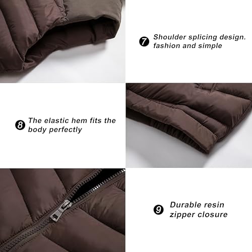 Vtuaol Men'S Puffer Vest Outdoor Fleece Vest Hooded Padded Outerwear Vest For Travel Hiking Brown Us Xl thumb #4