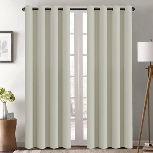 Image of H.VERSAILTEX Blackout Curtain for Living Room Thermal Insulated Window Treatment Curtain Extra Long 84 inch Length Energy Saving Solid Grommet Top Blackout Drape, One Panel, Pale Oak, 52 inch W x 84 inch L