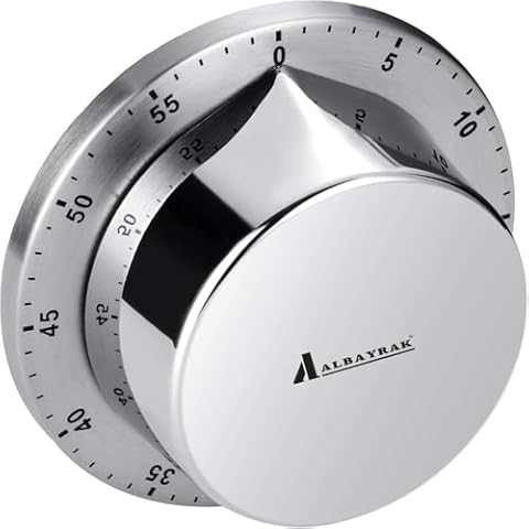Kitchen Timers for Cooking, Chef Cooking Timer Clock with Loud Alarm - Magnetic Backing 100% Mechanical Desk Timer - No Batteries Required, Countdown Reminder Magnetic - Exquisite Stainless Steel Body Cover