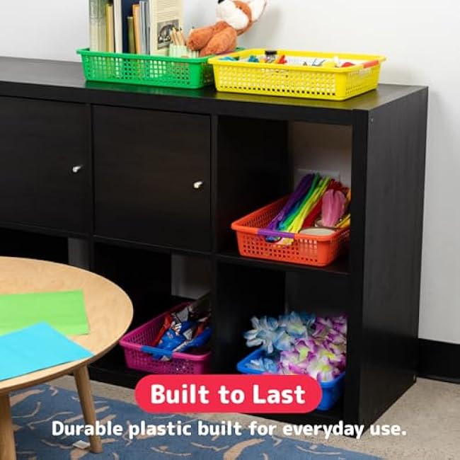 PREXTEX Classroom Storage Baskets for Papers, Crayons, Pencils, and Toy - Storage Plastic Baskets - Pack of 6