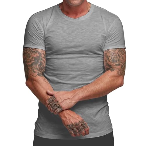 elselect Pacote com 2 camisetas masculinas de bambu, manga curta, clássica, ultramacia, gola redonda