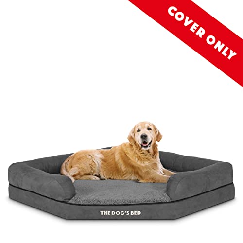 The Dog’s Bed Replacement Outer Cover, Plush Fabric, Grey Plush, XL, XL Spare (Corner) Cover - Image 2
