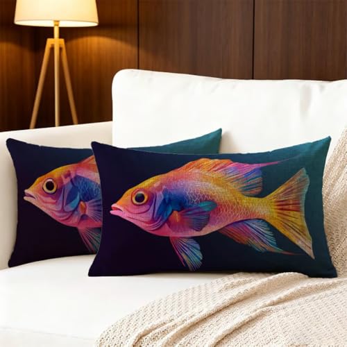 Housse de coussin extérieur imperméable bleu Lpfieonn imprimé lin - 6